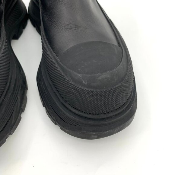 Alexander McQueen Black Split Leather Platform Chelsea Boots Size 40 - Picture 5 of 9